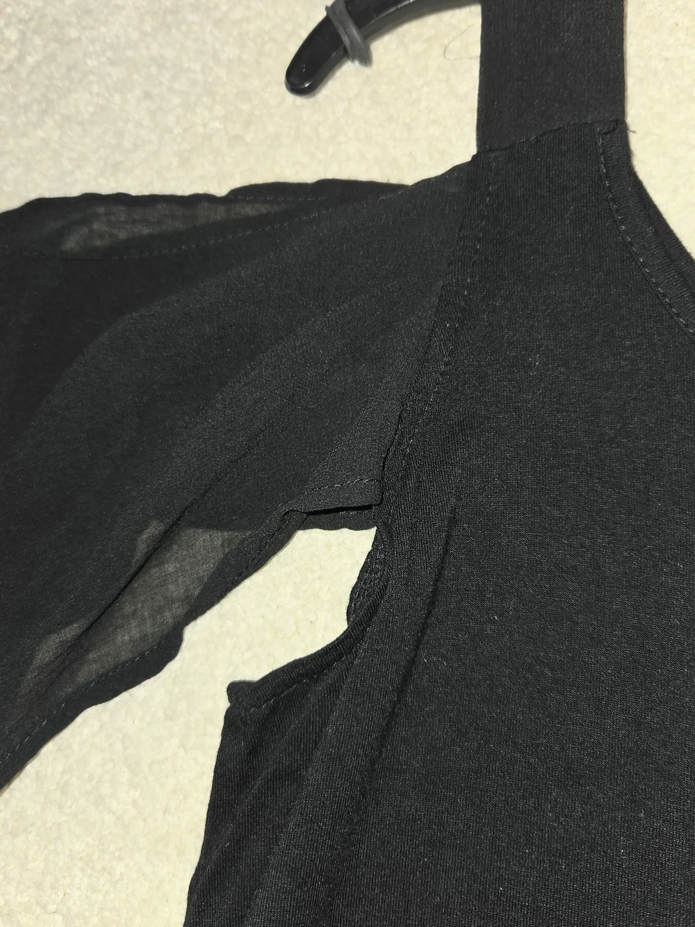 Black Cold-Shoulder Top Size Small Classic Elegant Sheer Chiffon Sleeve -S